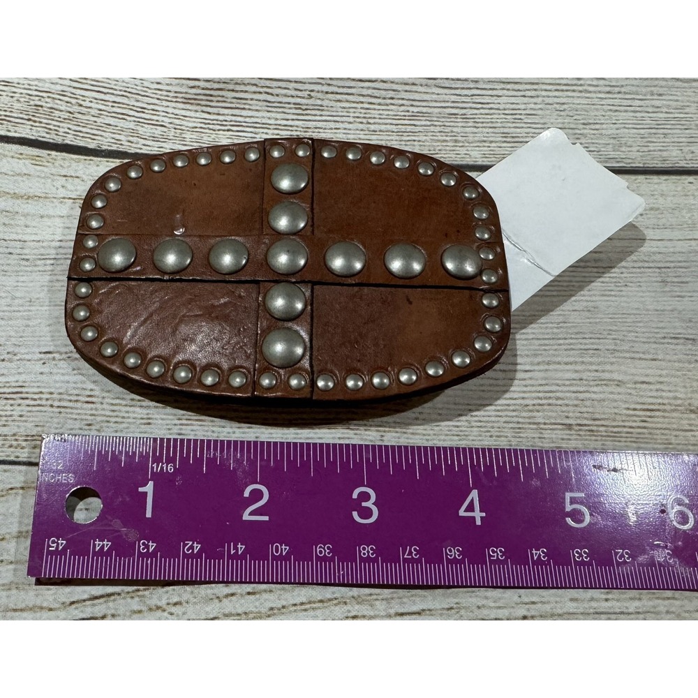 The Buckle Studded Riveted Brown Leather Belt Buckle New with Tags TubX